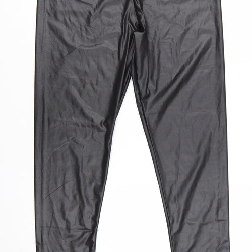 M&Co Petite Black High Rise Stretch Leggings UK 16 Polyester Blend