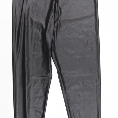 M&Co Petite Black High Rise Stretch Leggings UK 16 Polyester Blend