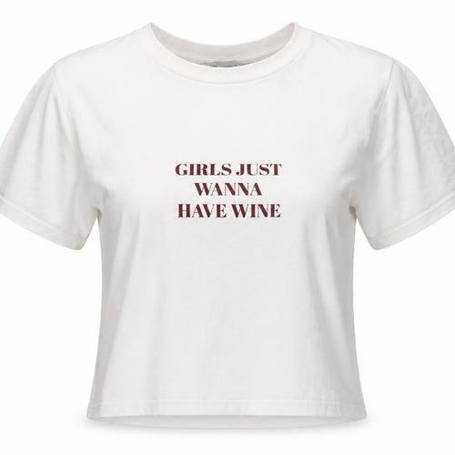 Pink Woman White Cropped T-Shirt Women M Funny Quote Casual Top