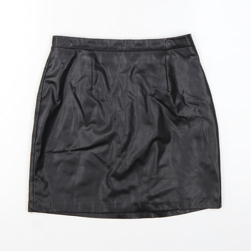 River Island Women's Black Faux Leather Pencil Skirt Size 10