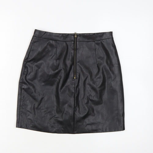 River Island Women's Black Faux Leather Pencil Skirt Size 10