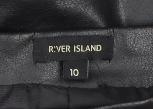 River Island Women's Black Faux Leather Pencil Skirt Size 10