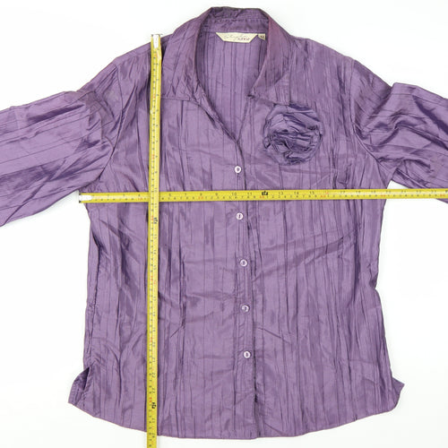 Style by EWM Womens Purple Blouse Size 12 Long Sleeve Satin