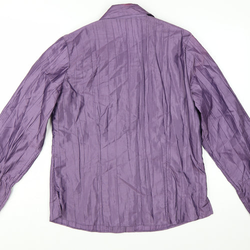 Style by EWM Womens Purple Blouse Size 12 Long Sleeve Satin