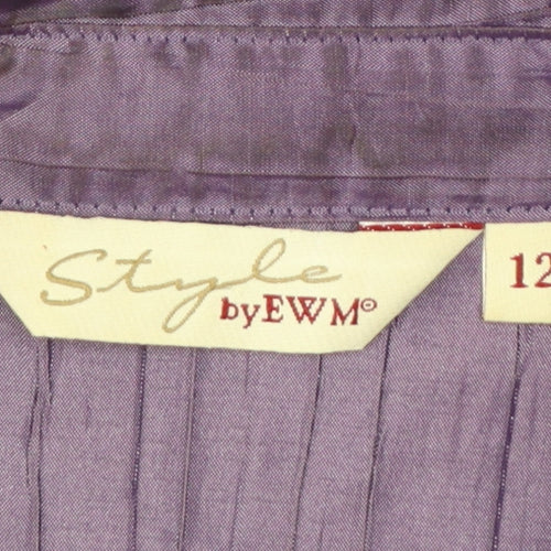 Style by EWM Womens Purple Blouse Size 12 Long Sleeve Satin