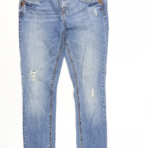 New Look Womens Blue Skinny Stretch Distressed Jeans UK 10