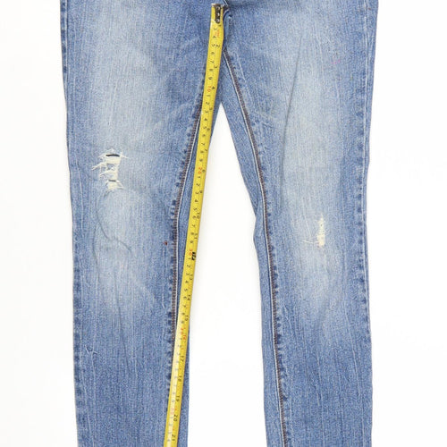 New Look Womens Blue Skinny Stretch Distressed Jeans UK 10