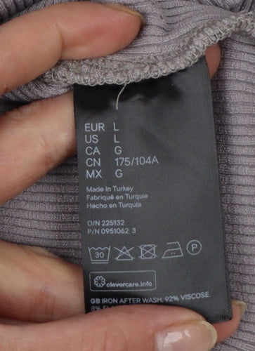 H&M Women's Grey Cropped 3/4 Sleeve Scoop Neck T-Shirt Size L