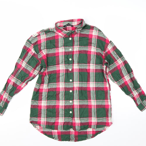 NEXT Women's Multicoloured Plaid Cotton Flannel Button-Up Shirt Size 8