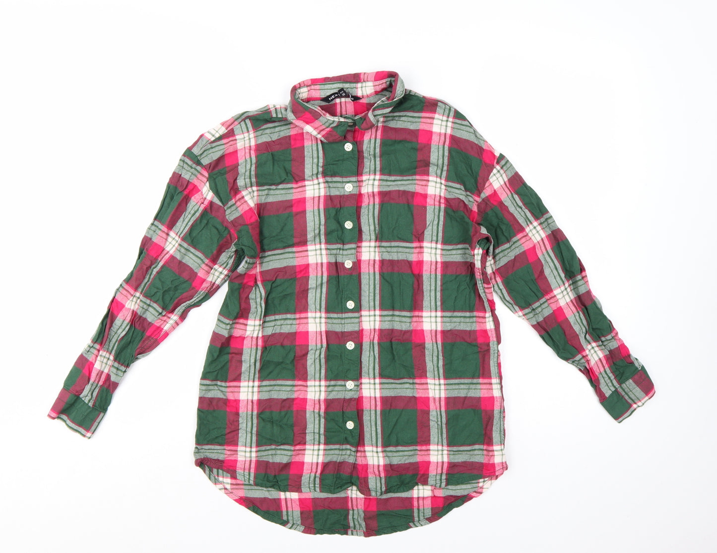 NEXT Women's Multicoloured Plaid Cotton Flannel Button-Up Shirt Size 8