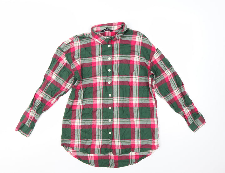 NEXT Women's Multicoloured Plaid Cotton Flannel Button-Up Shirt Size 8