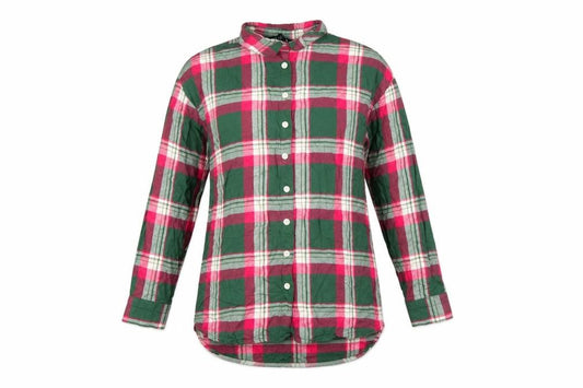 Front view of Next Women's Multicoloured Plaid Cotton Flannel Button-Up Shirt, size 8