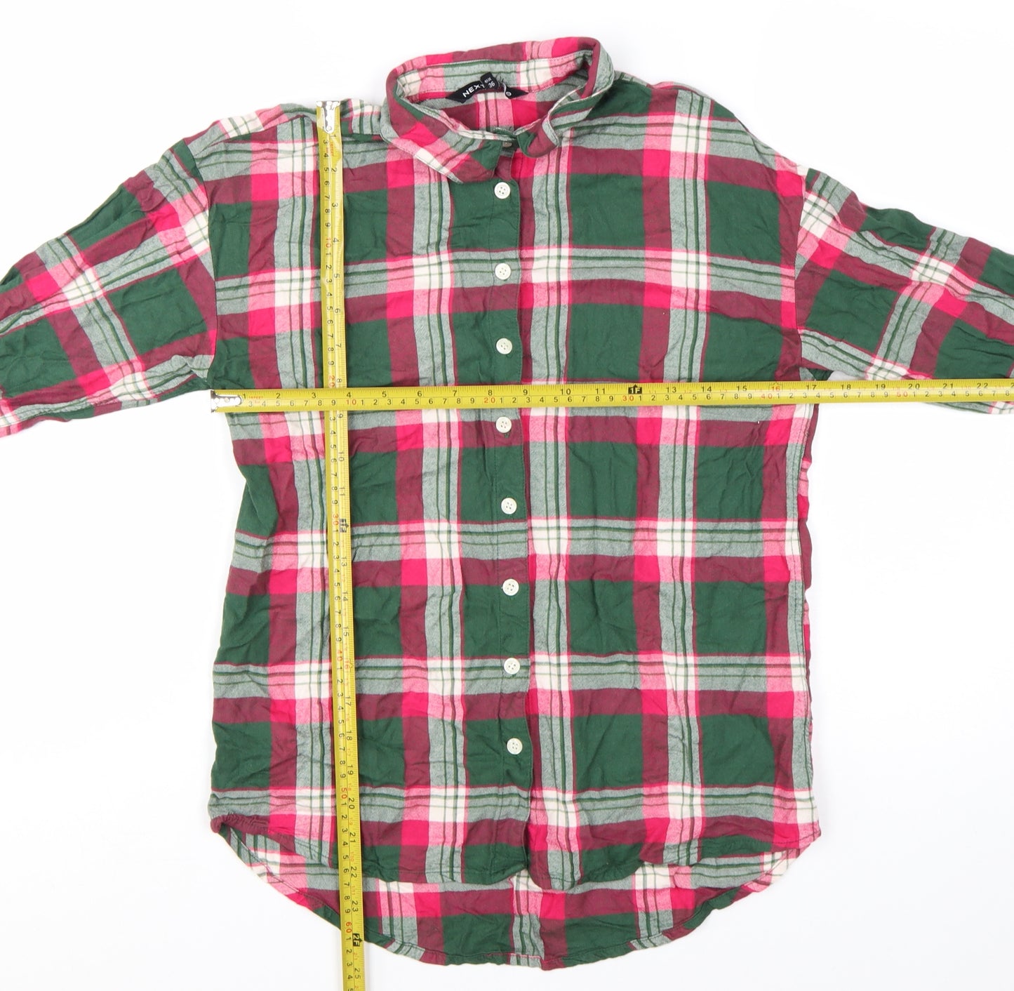NEXT Women's Multicoloured Plaid Cotton Flannel Button-Up Shirt Size 8