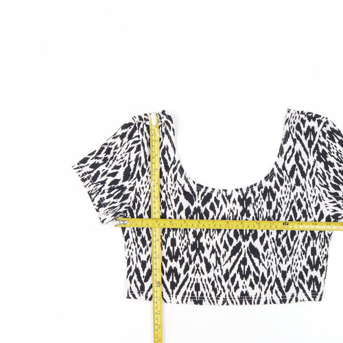 River Island Women's Black Animal Print Cropped T-Shirt Size 12