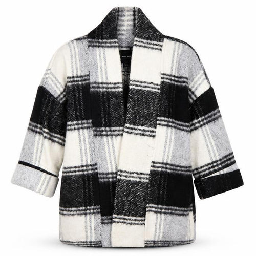 New Look Women’s Black Check Coatigan Size 12 Mid-Length Overcoat