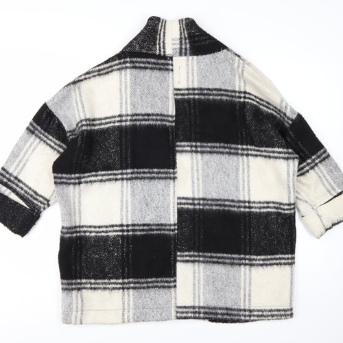 New Look Women’s Black Check Coatigan Size 12 Mid-Length Overcoat