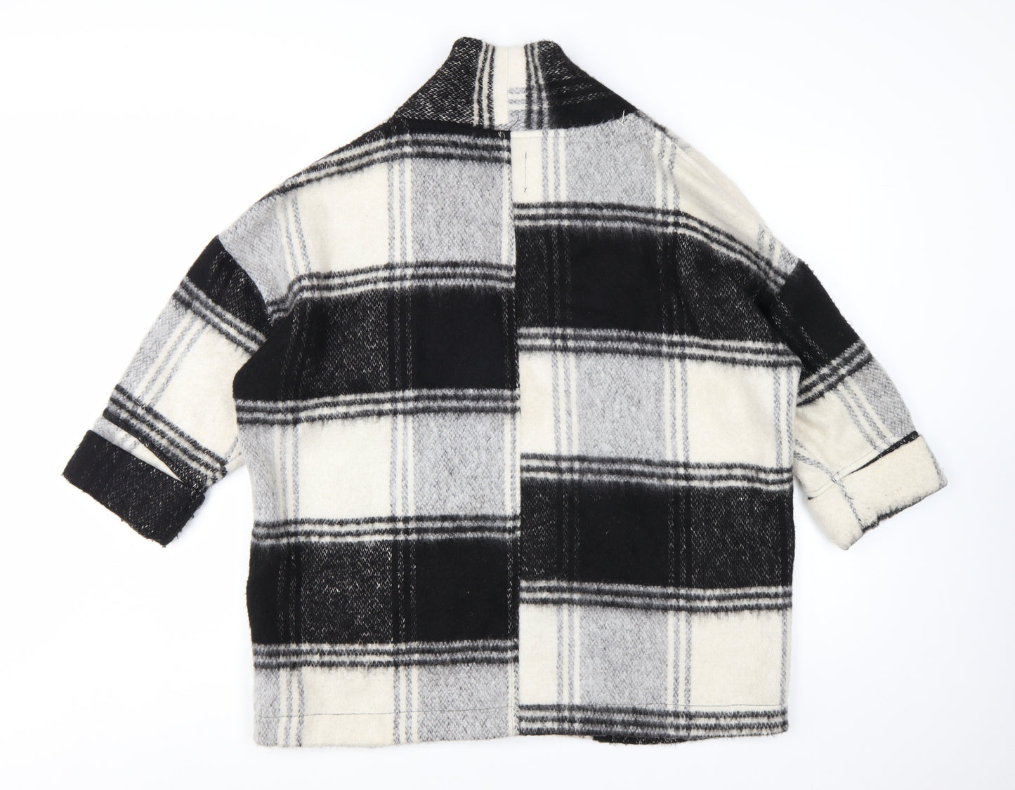 New Look Women’s Black Check Coatigan Size 12 Mid-Length Overcoat