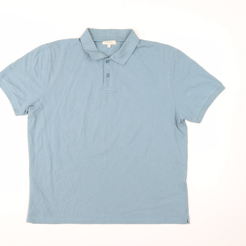 Moss Men’s Blue Cotton Polo Shirt Size L Regular Fit