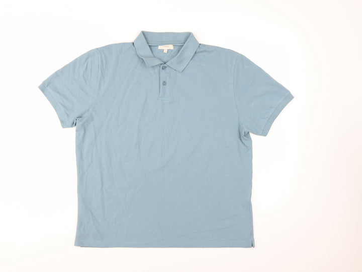 Moss Men’s Blue Cotton Polo Shirt Size L Regular Fit