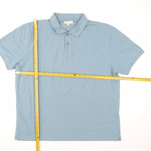 Moss Men’s Blue Cotton Polo Shirt Size L Regular Fit