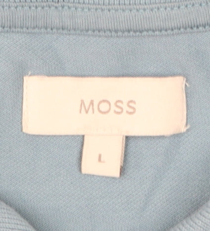Moss Men’s Blue Cotton Polo Shirt Size L Regular Fit