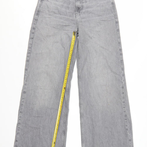 Zara Women Grey Wide-Leg High Rise Cotton Jeans Size 6