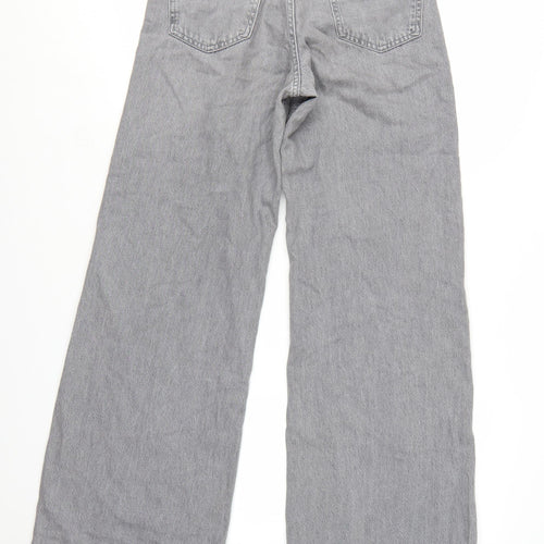 Zara Women Grey Wide-Leg High Rise Cotton Jeans Size 6