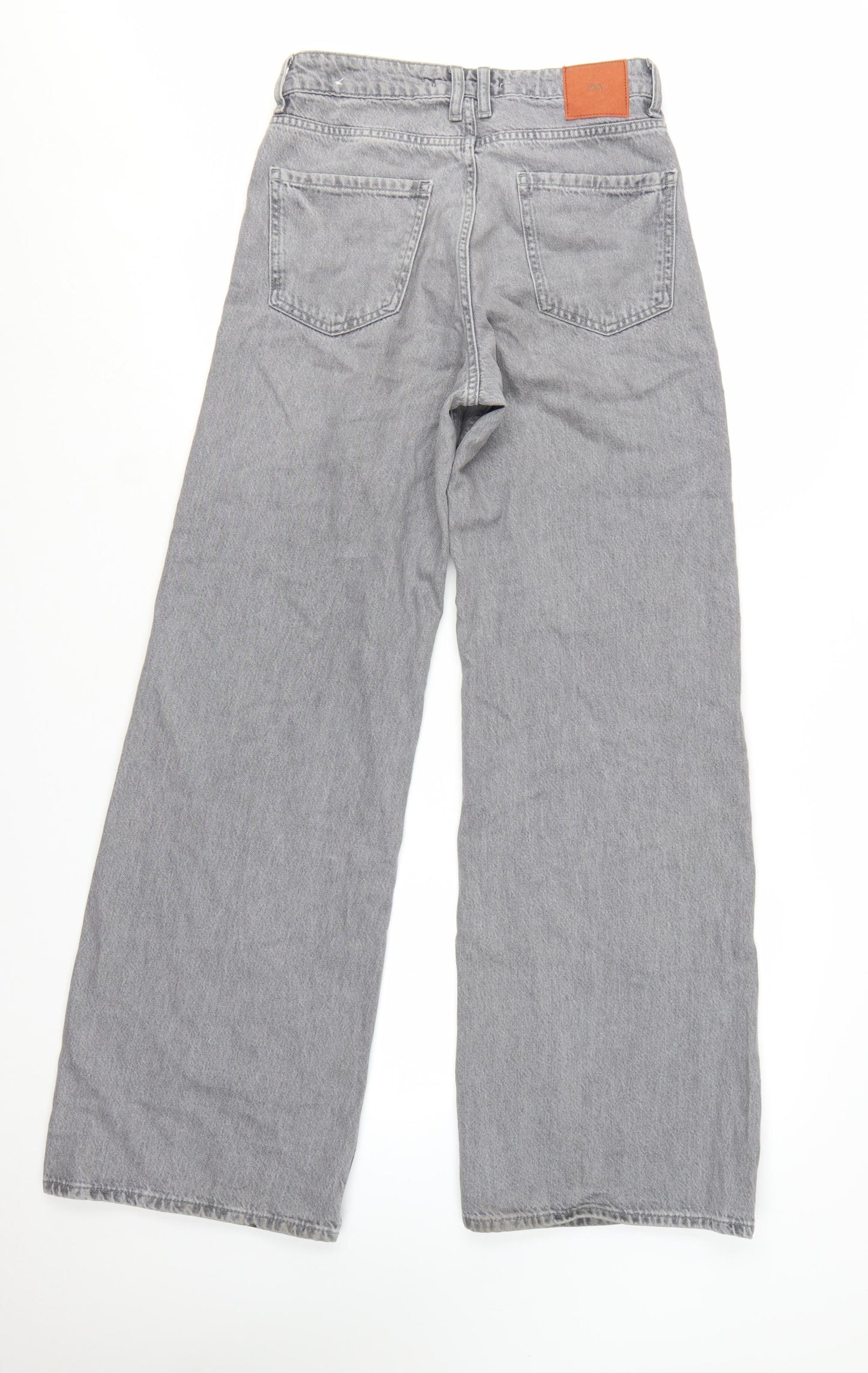 Zara Women Grey Wide-Leg High Rise Cotton Jeans Size 6