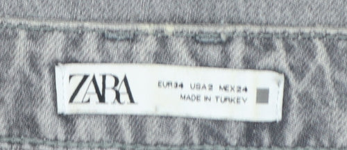 Zara Women Grey Wide-Leg High Rise Cotton Jeans Size 6