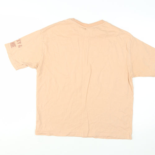 Disney Women Beige Mickey & Minnie Organic Cotton T-Shirt Size S