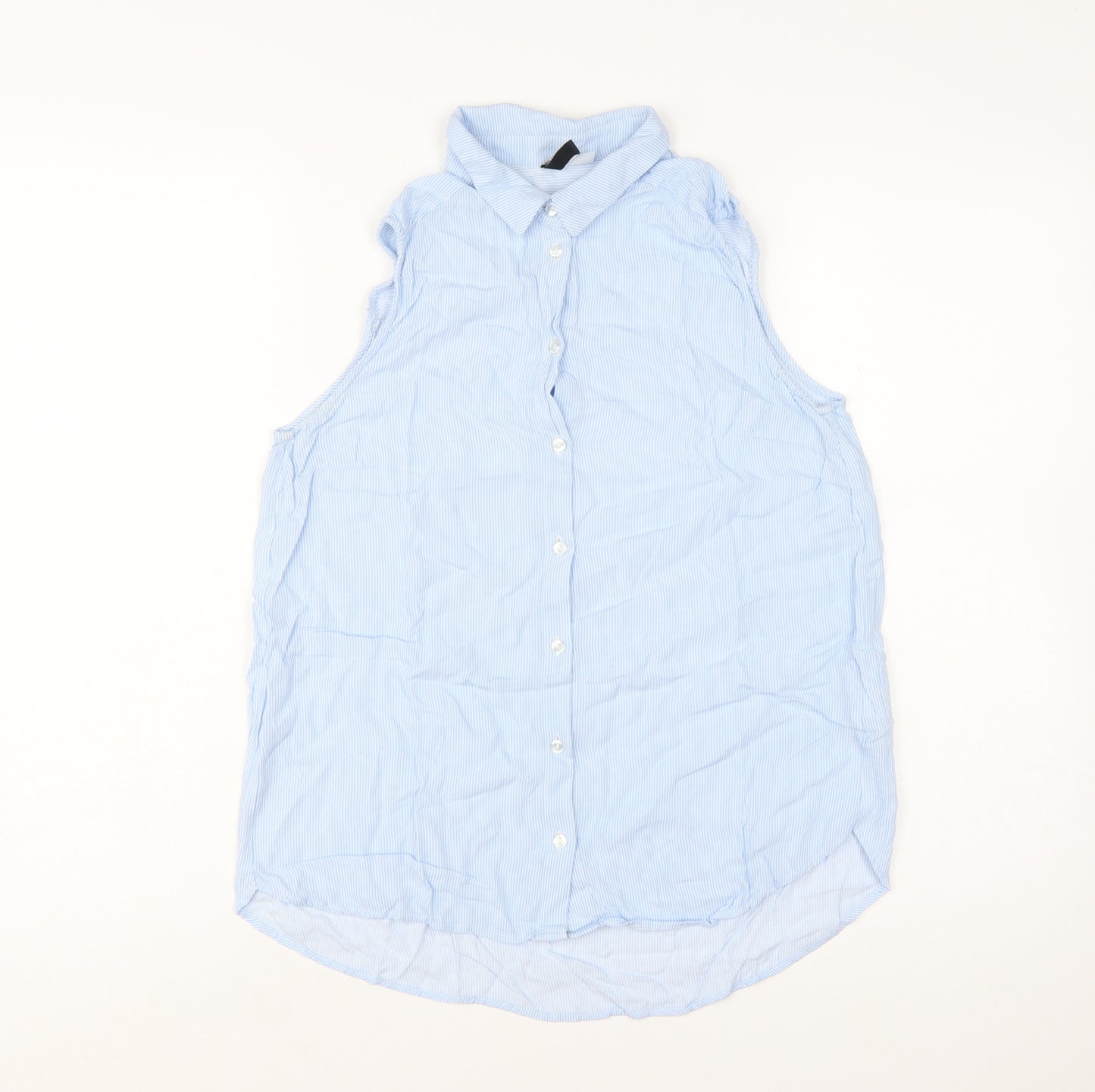 H&M Divided Women's Blue Sleeveless Button-Up Shirt Size 8