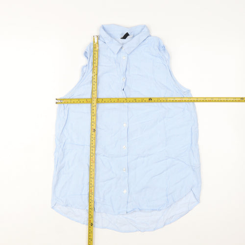 H&M Divided Women's Blue Sleeveless Button-Up Shirt Size 8