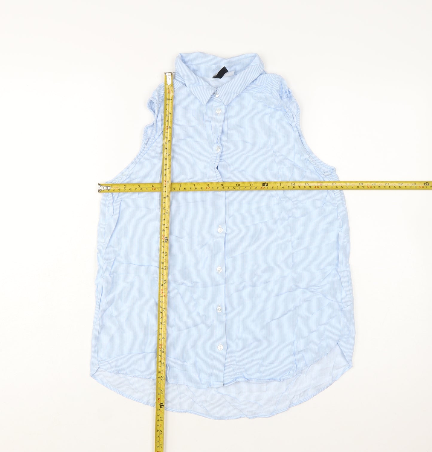 H&M Divided Women's Blue Sleeveless Button-Up Shirt Size 8