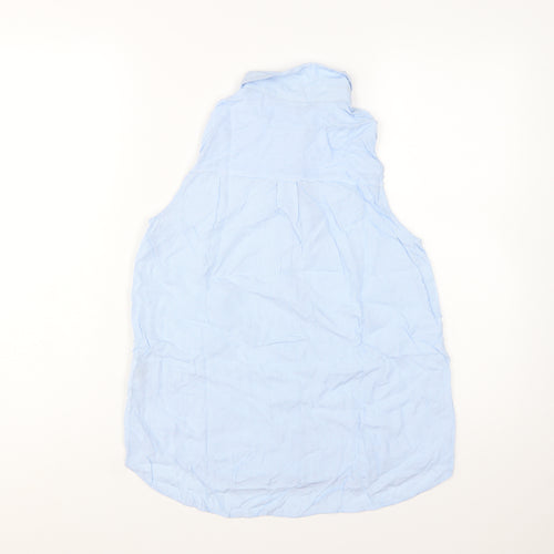 H&M Divided Women's Blue Sleeveless Button-Up Shirt Size 8