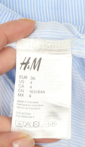 H&M Divided Women's Blue Sleeveless Button-Up Shirt Size 8