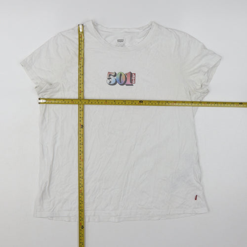 Levi's Women's White 501 Logo T-Shirt Size L Short Sleeve Cotton