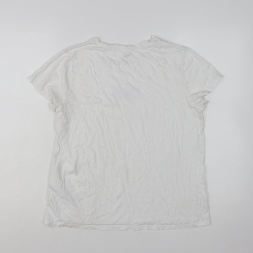 Levi's Women's White 501 Logo T-Shirt Size L Short Sleeve Cotton