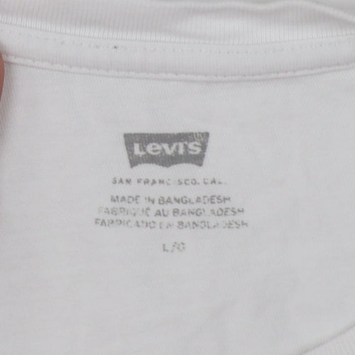 Levi's Women's White 501 Logo T-Shirt Size L Short Sleeve Cotton