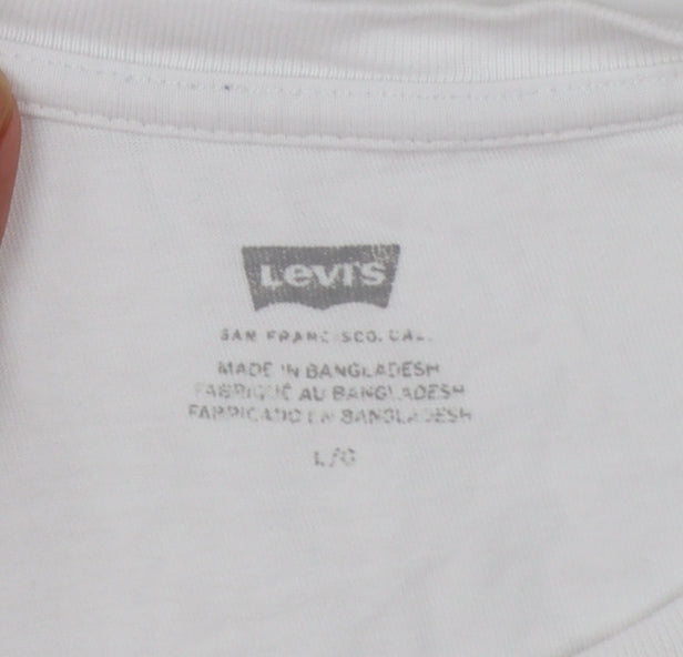 Levi's Women's White 501 Logo T-Shirt Size L Short Sleeve Cotton