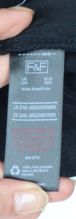 F&F Women's Black Skinny Stretch Jeans Size 14R