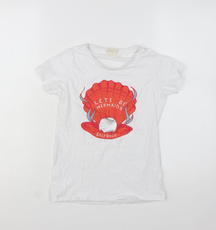 Saltrock Girls White Let's Be Mermaids Graphic Cotton T-Shirt Age 11-12