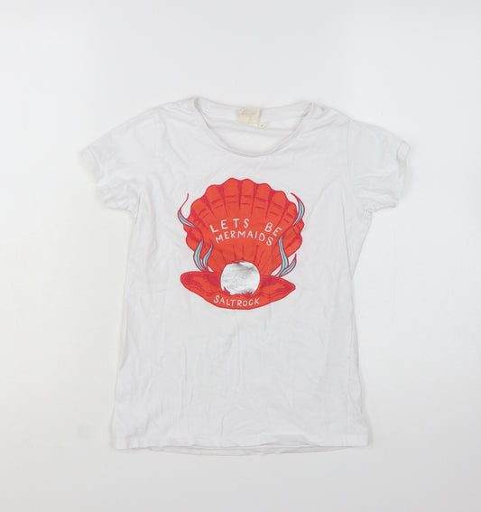 Saltrock Girls White Let's Be Mermaids Graphic Cotton T-Shirt Age 11-12