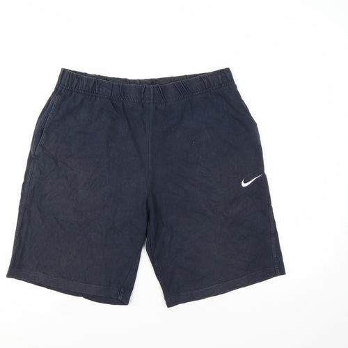 Nike Men’s Blue Cotton Athletic Shorts Size L Elastic Waist