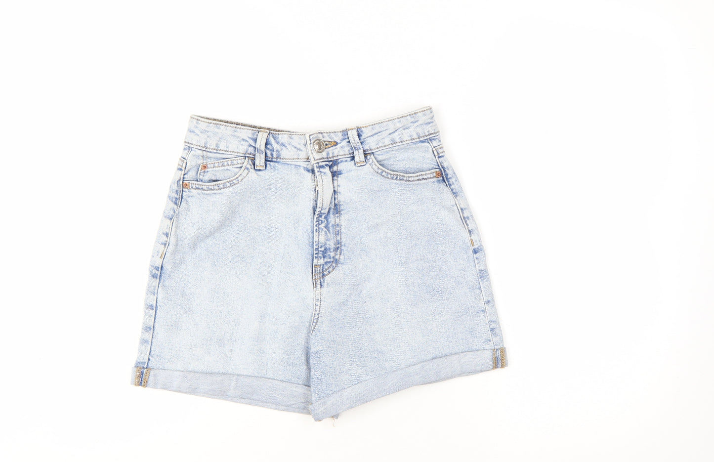 Primark Women’s Blue Denim Mom Shorts Size 8 High Waist Retro Style