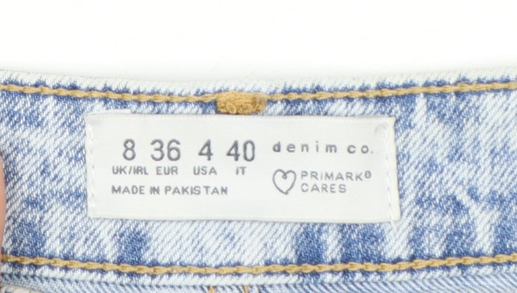 Primark Women’s Blue Denim Mom Shorts Size 8 High Waist Retro Style