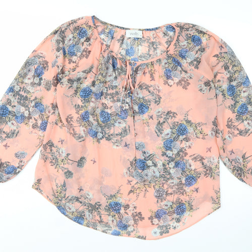 Wallis Petite Women's Pink Floral Chiffon Tunic Blouse Size M
