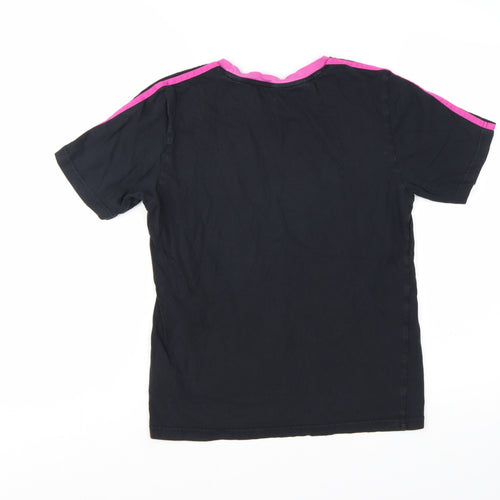 Adidas Girls Black Pink Trim Logo Short Sleeve T-Shirt 11-12 Years