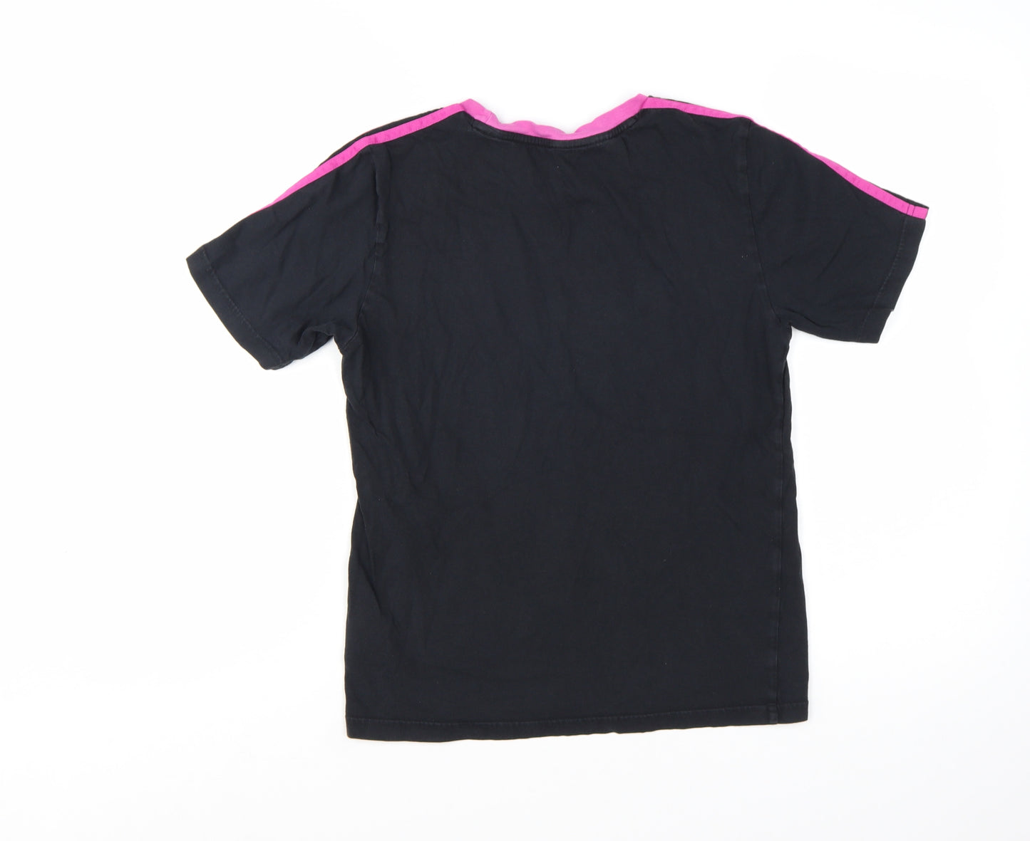 Adidas Girls Black Pink Trim Logo Short Sleeve T-Shirt 11-12 Years