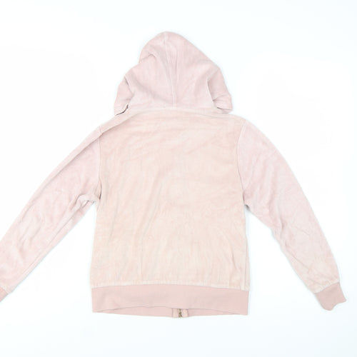 Lipsy Girls Pink Velour Sequin Logo Zip Up Hoodie 11-12 Years