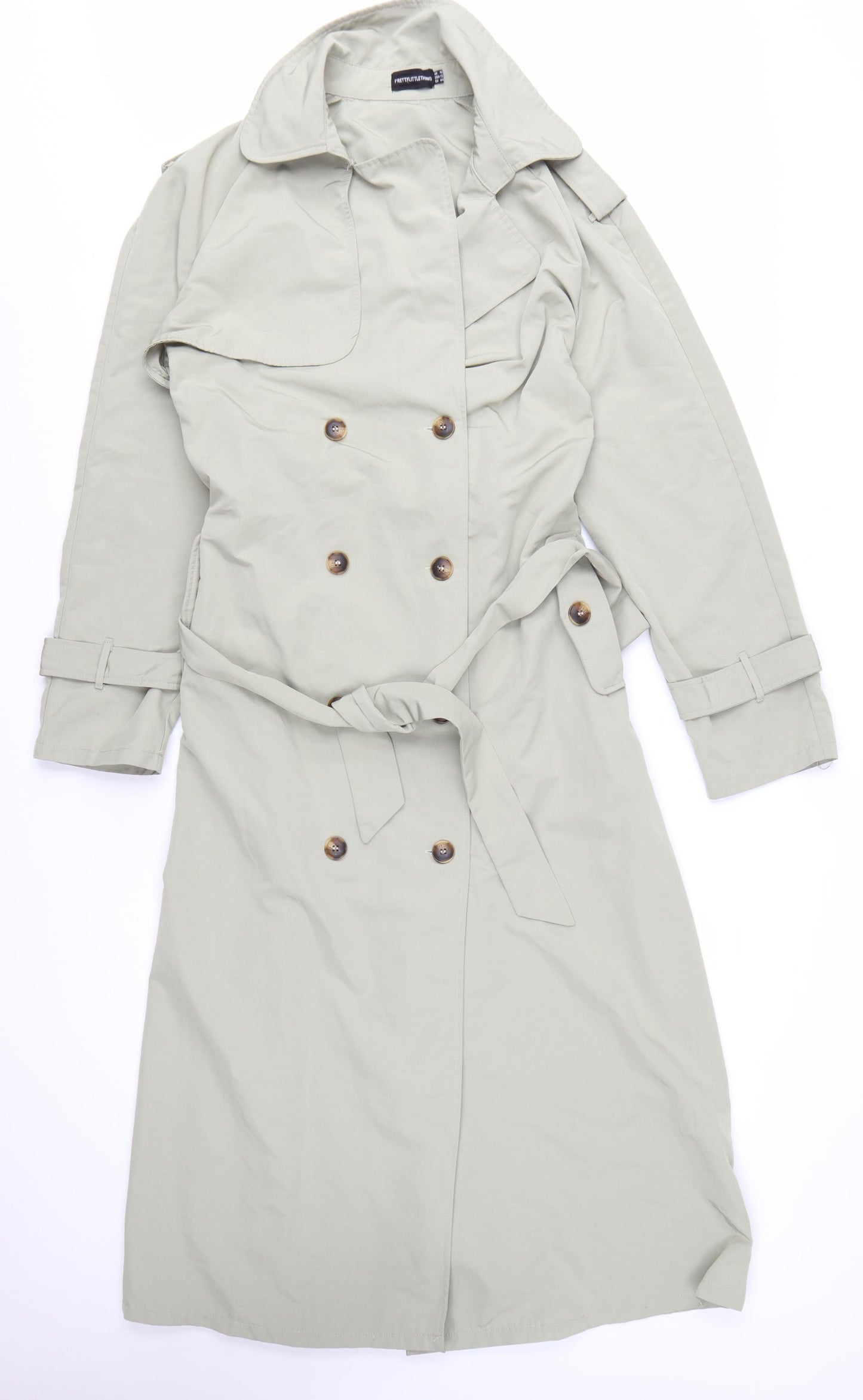 PrettyLittleThing Womens Beige Long Trench Coat Size 16